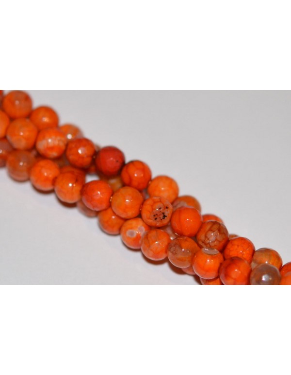 Agatas 6 mm, briaunuotas, oranžinis 1 juosta