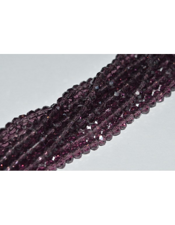 Rondelės forma 4x3 mm. skaidri violetinė sp. , 1 juosta
