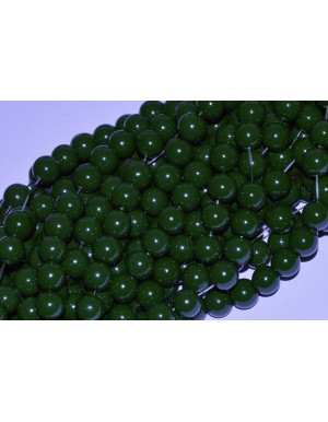Stikliniai karoliukai ( dažyti ) 10 mm., tamsiai žalia sp., 1 juosta ( apie 80 vnt.)