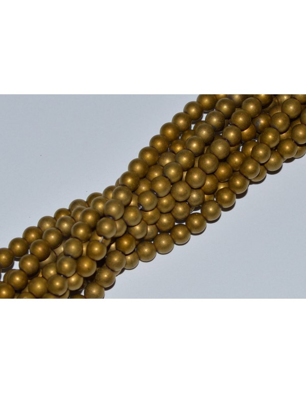 Hematito karoliukai 4 mm.,matiniai, aukso sp.1 juosta ( apie 92 vnt.)