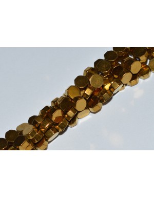 Hematito  karoliukai, aukso sp., 4x4x2 mm, 1 juosta ( apie 100 vnt.)