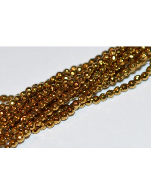  Hematito karoliukai,briaunuota , žalsvai auksinė sp. 2,0 mm juosta ( apie 40 cm.)